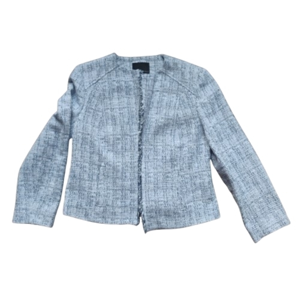 Like New Banana Republic Blazer 10  Blue Textured Tweed, Italian Woven Fabric